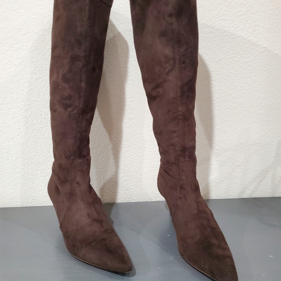 DONALD PLINER CHOCOLATE SUEDE LEATHER BOOTS. 6.5 - Picture 1 of 16